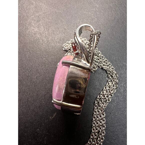 NEW Phosphosiderite and garnet stainless steel pendant 20 inch necklace - Picture 7 of 9